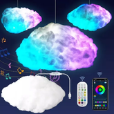 Lámpara LED en forma de nube con control remoto y cambio de color, ideal para crear ambientes divertidos o relajantes.